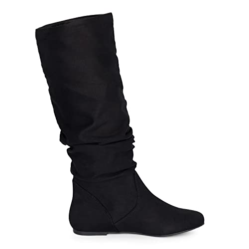 ESMY Women's Slouchy Mid Calf Faux Suede Boots