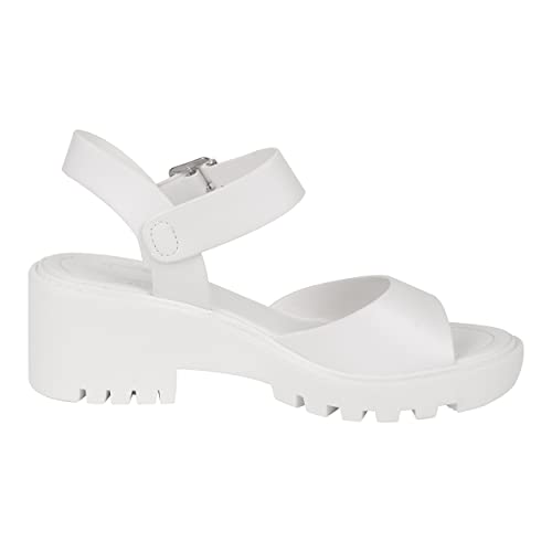 Women's Block Heeled Sandal with Lug Sole & Ankle Strap