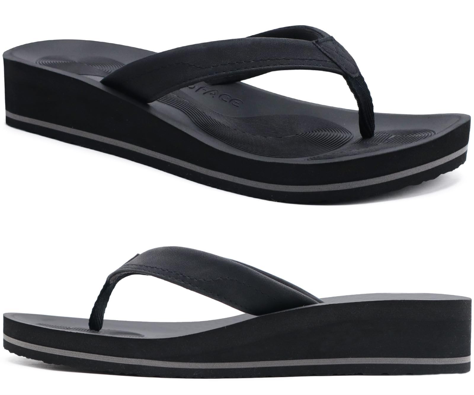Comfortable Women's Stylish Platform Thong Sandals with Arch Support & Yoga Mat Sole